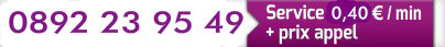 Bandeau blanc et violet avec notre numéro audiotel pour des consultations à 0.40€/minute.